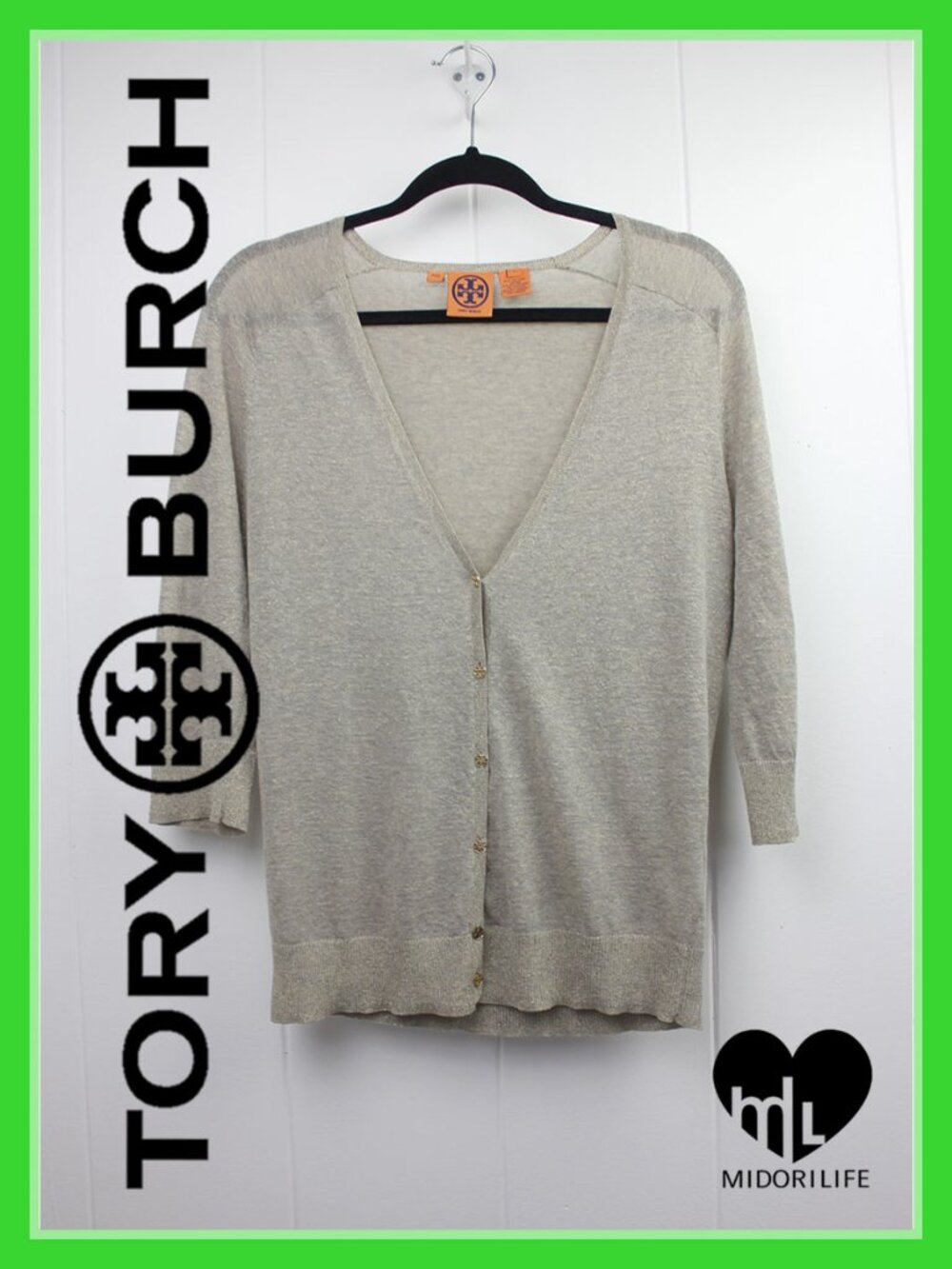 TORY BURCH Lightweight Golden Sparkle Cardigan